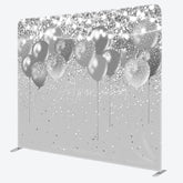 Aperturee - Aperturee Silver Balloons Glitter Lighted Party Square Backdrop